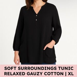 Soft Surroundings Cotton Gauze Tunic Black XL